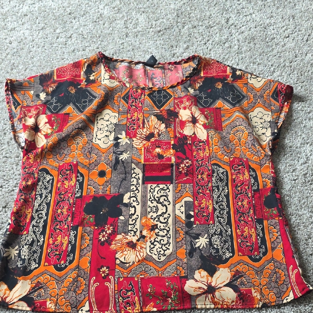 Vibrant Floral Patchwork Blouse